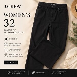 J.Crew Womens 32 Semi-Stretch High Rise Slim-Wide Jeans Black Cotton Blend BB015